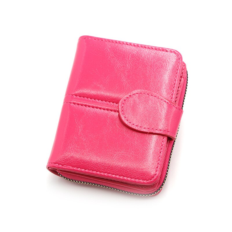 Purdored-porta-cartões de couro pu feminino/masculino com zíper, estojo para cartões de visita, bolsa para moedas, 1 peça: rose red