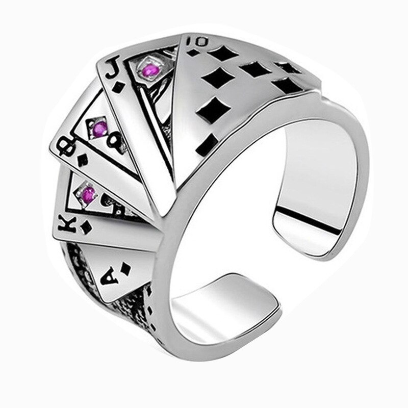 Kreative Spielkarte Ringe für Männer gotisch Dampf Punk Stil Einstellbare Ringe Hochzeit Engagement Schmuck Zubehör