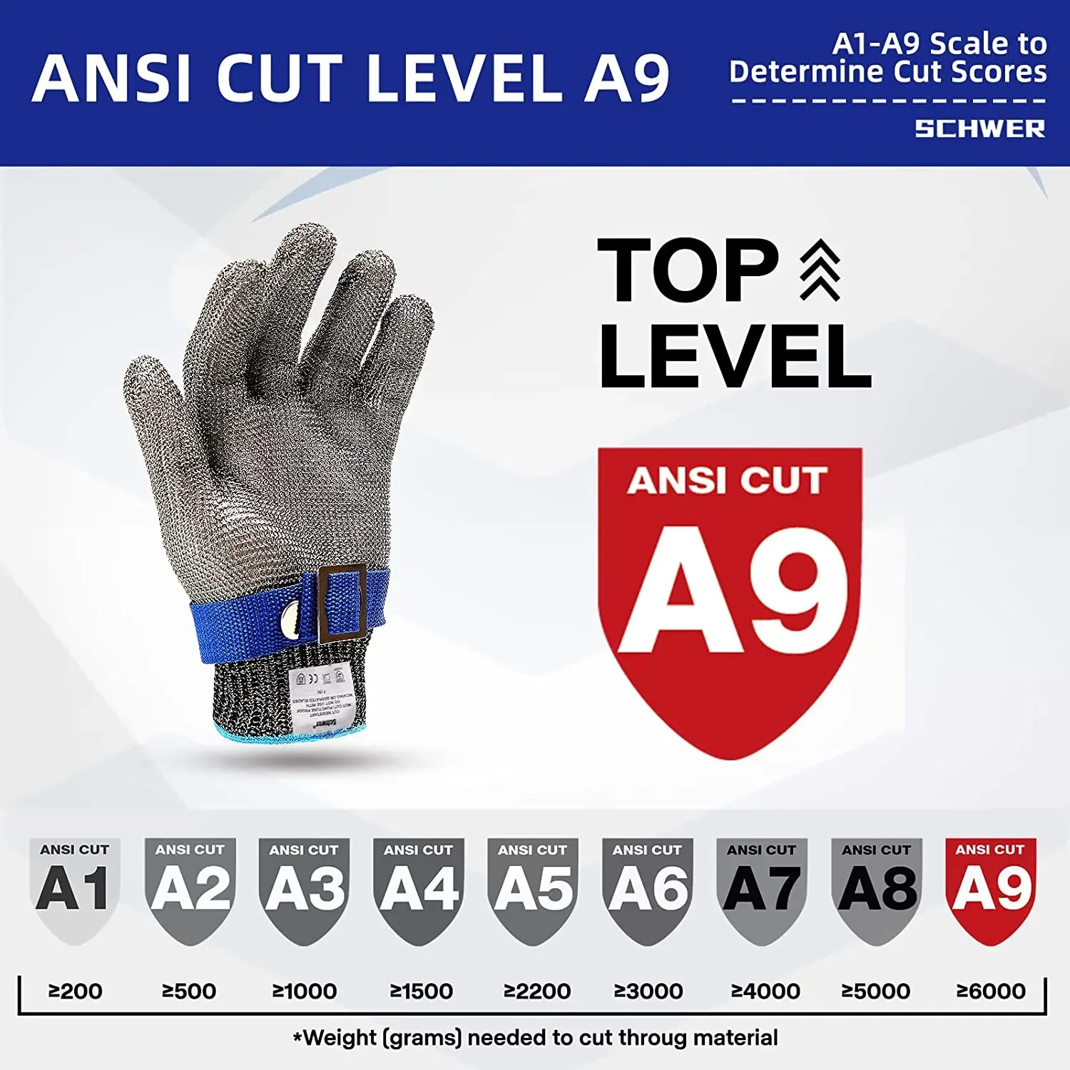 Gant métallique en maille Anti-coupure, sécurité, résistant aux coups de couteau, fil d'acier inoxydable, maille métallique, protection de boucher, gants résistants aux coupures