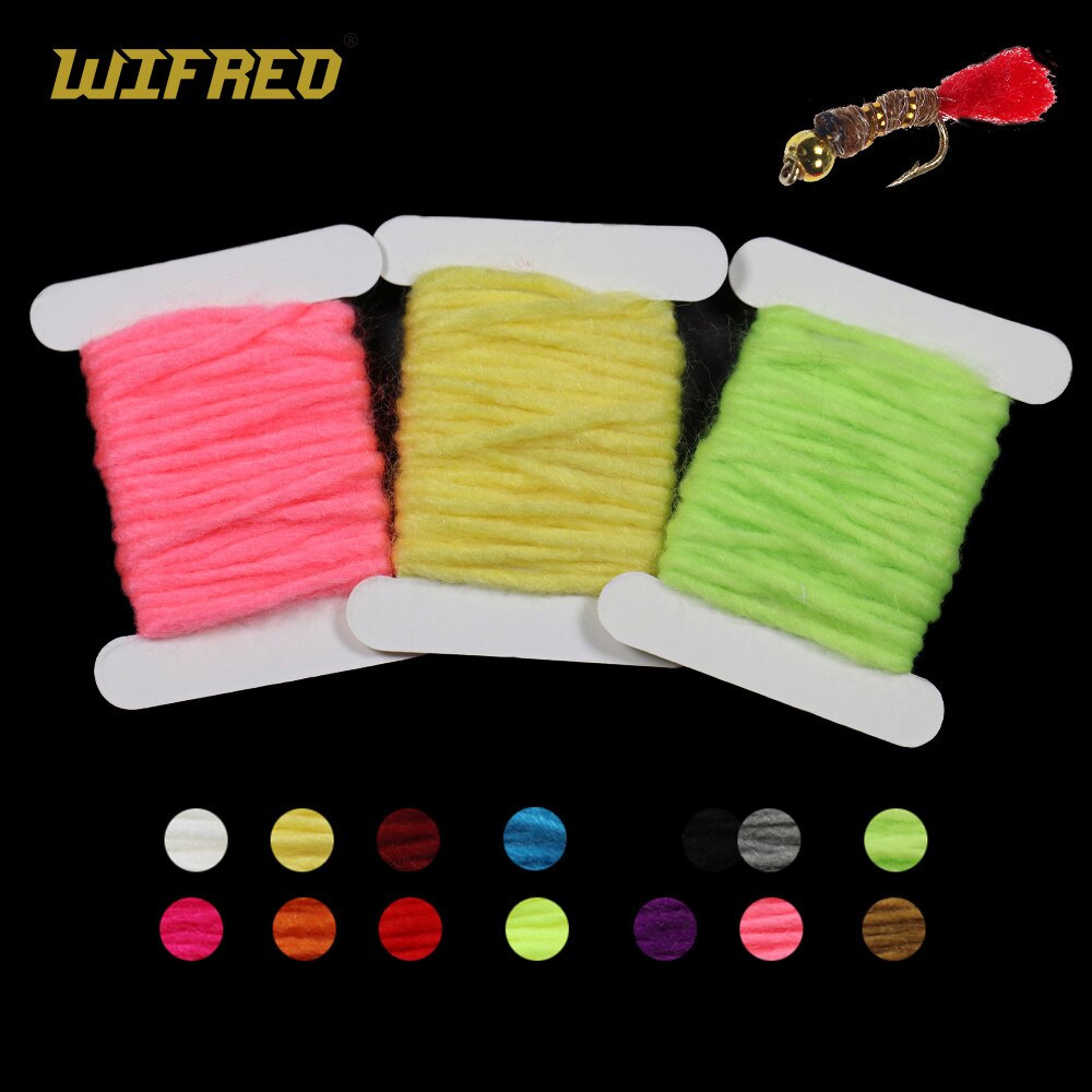 WIFREO 14 Colors 3mm/2M Fly Tying Yarn Egg Fly Tying Material Buzzer Nymph Body Tail Tying Fiber Fly Body Decorating Wool