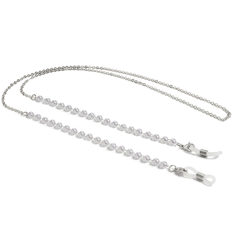 1Pc Metalen Liefde Hart Masker Ketting Vrouwen Delicate Mode Parel Ketting Anti-Slip Glazen Ketting Anti-Verloren masker Touw: A3