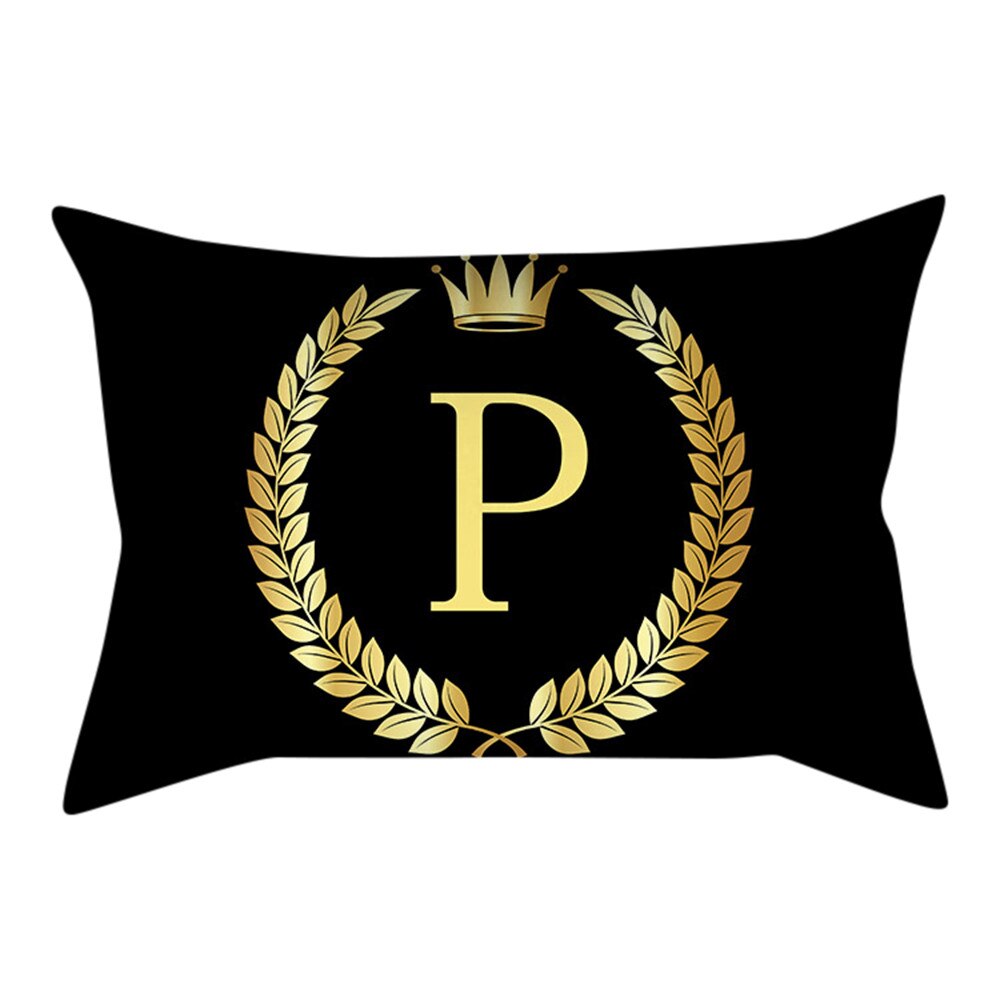 Or noir lettre taie d'oreiller oreillers décoratifs pour canapé housse de coussin taie d'oreiller pour la décoration intérieure Cojines Decorativos Para Sofá: K