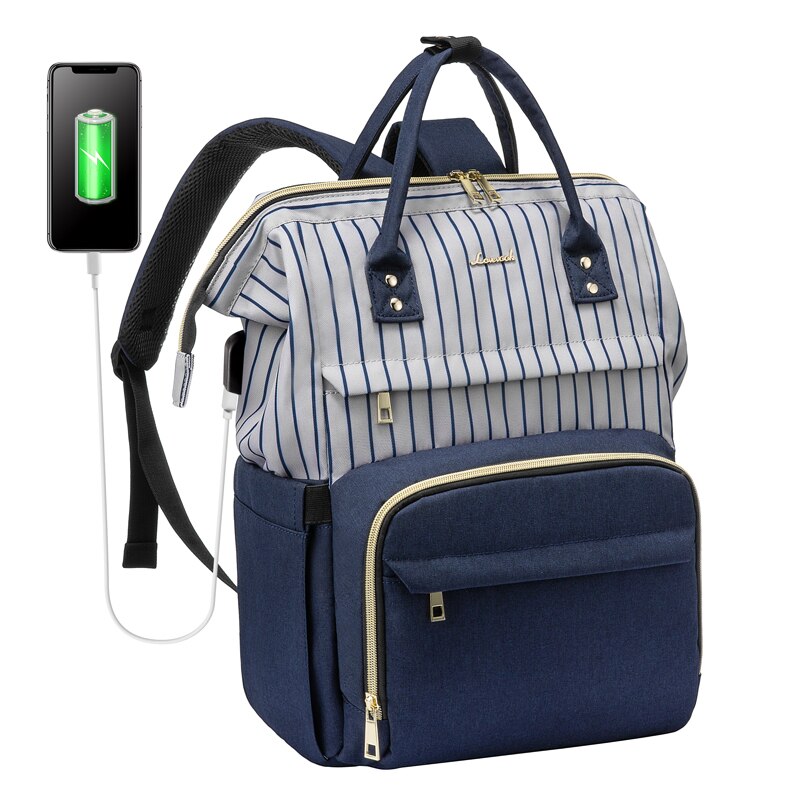 LOVEVOOK ,mochilas para mujer ,mochila mujer,mochila multifuncional para ordenador portátil unisex, morral de lona, resistente al agua, para la escuela y el trabajo,mochila trabajo: blue-stripe