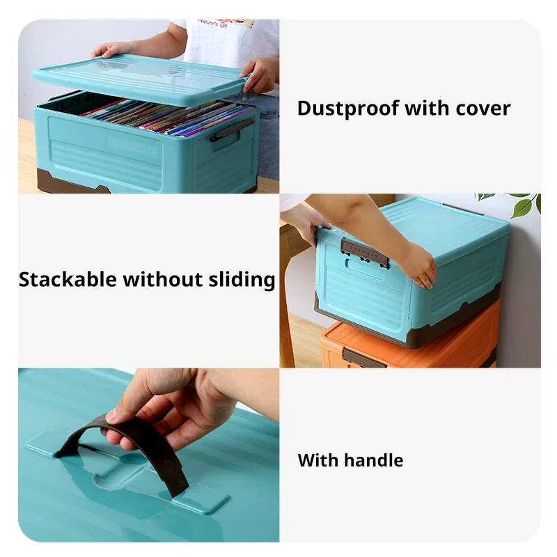 Caja de almacenamiento plegable, contenedor organizador plegable multifunción, almacenamiento de artículos diversos de plástico, caja organizadora de suministros con tapa, 1 Uds.