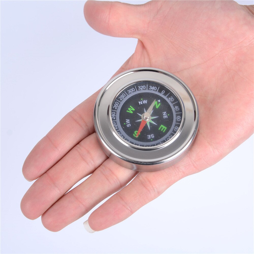 HSEAYM 60mm Metal Stainless Steel Compass Outdoor Mini Handheld Portable Pocket Compasses Climbing Hiking