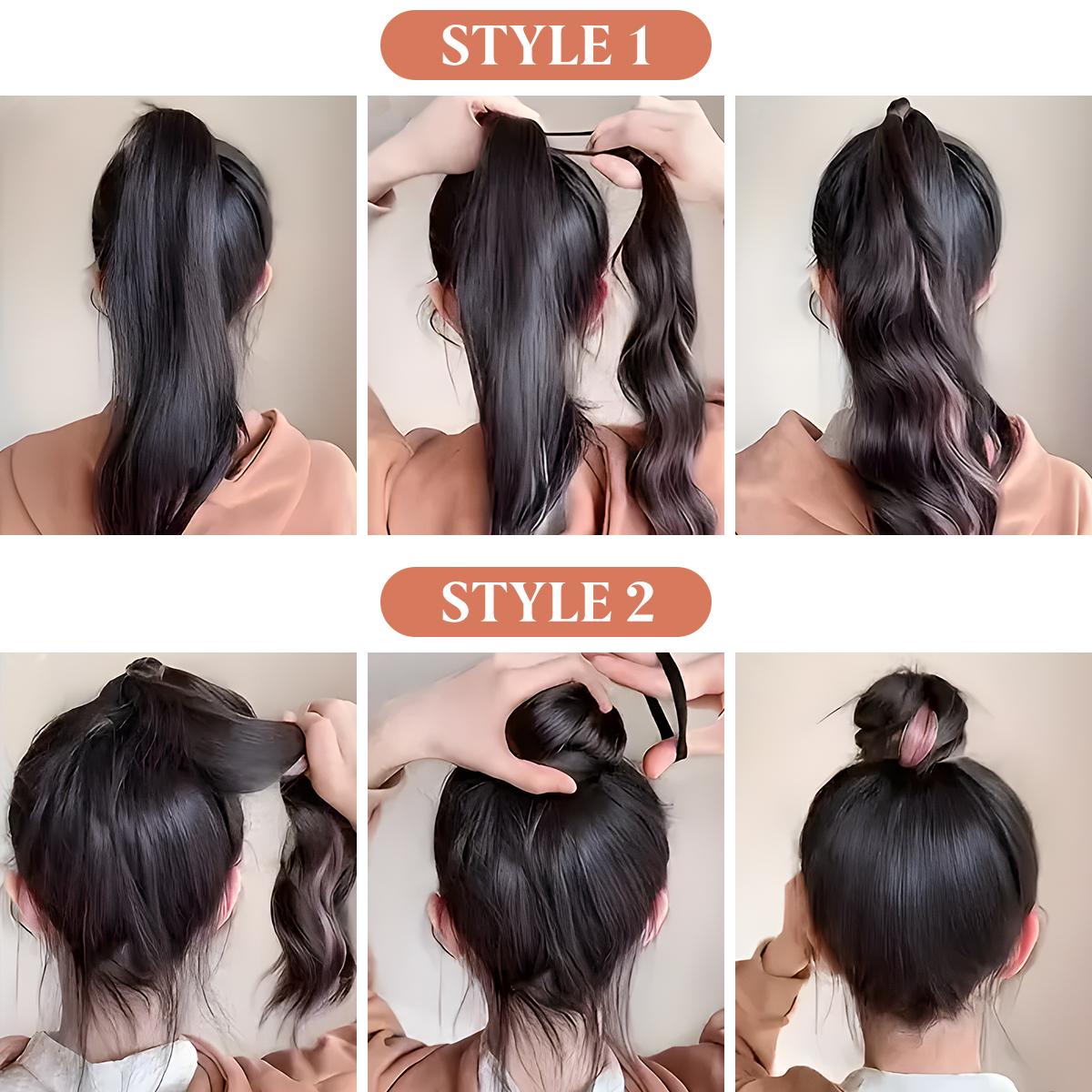 Cheveux synthétiques Chignon Chignon postiches auto-enroulement boule cheveux Bun femme bricolage Chignon cheveux Bun paquet pour augmenter les cheveux désordre Dount