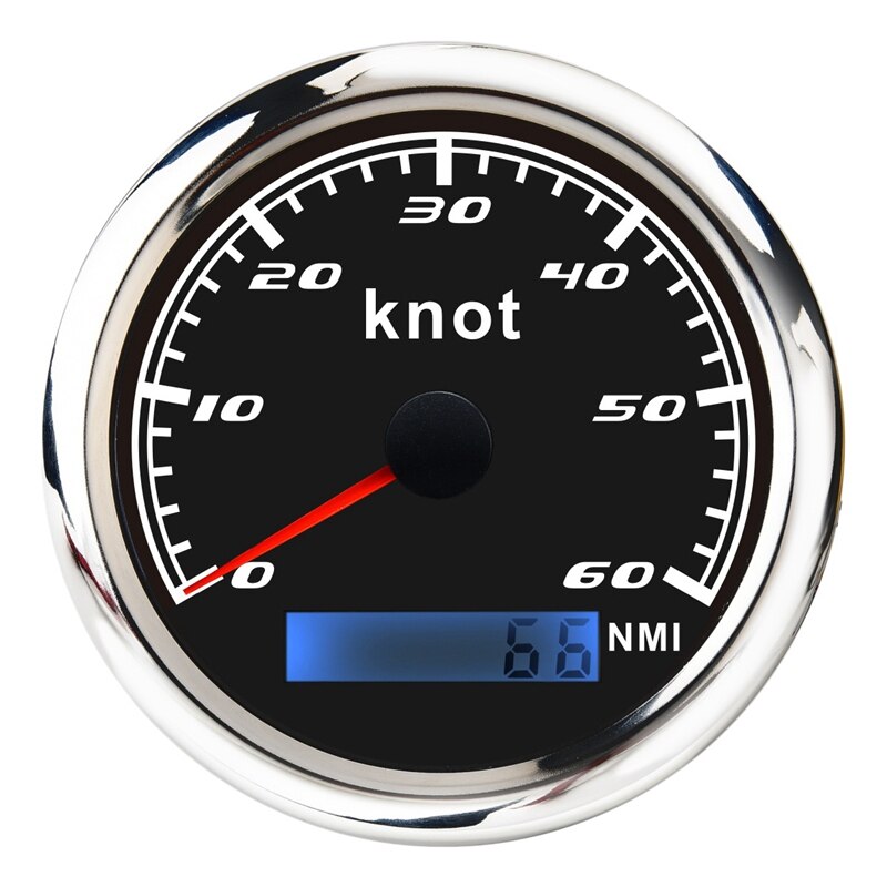 Universal Speedometer 12V/24V Odometer 85mm 60 Knot LCD Hourmeter Tachometer Backlight for Marine Car Motorcycle
