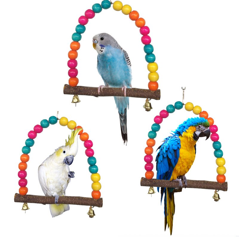 Juguetes para pájaros colorido loro columpio soporte jaula de pájaros Juguetes Para loros 2 tamaños escalera para escalar pájaros loros juguetes 6A082803