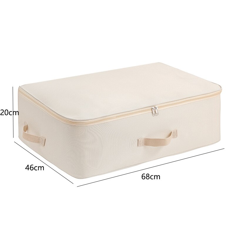 Oxford cloth Clothes Quilt Storage Bag 62L 82L Folding Wardrobe Organizer for Clothing Pillow Blanket Washable Clothes Organizer: Lengthen Beige