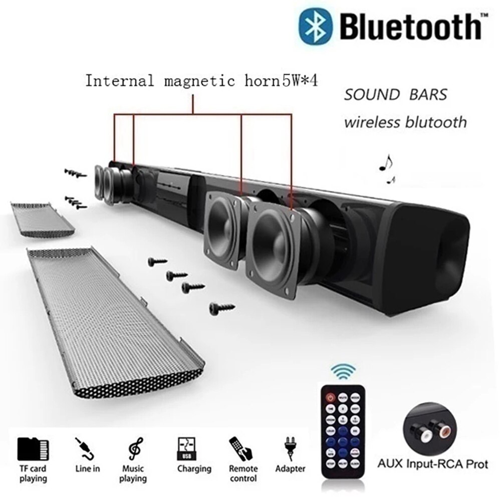 40W Super Power Draadloze Bluetooth Soundbar Speaker Home Theater Tv Soundbar Subwoofe Met Afstandsbediening