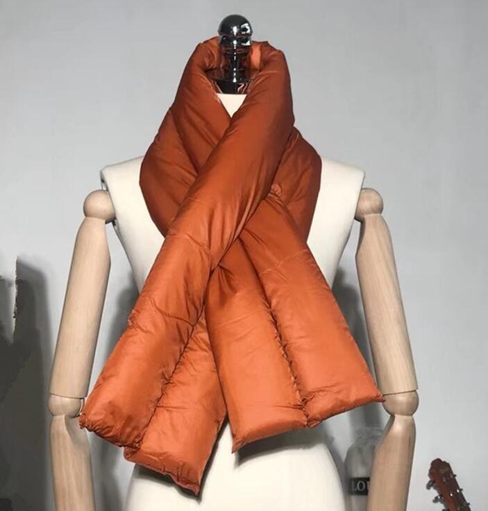 Dun fjer tørklæde kvinder mænd vinter tørklæde krave ring tyk varm ensfarvet elskere tørklæder 112*20cm: Orange