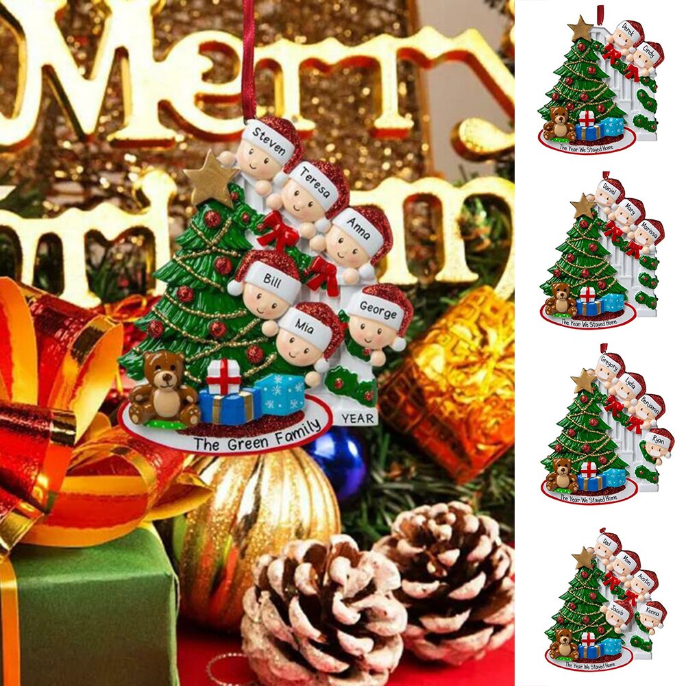 Bricolage nom salutations PVC père noël famille pendentif de noël famille noël arbre décoration boule ornement