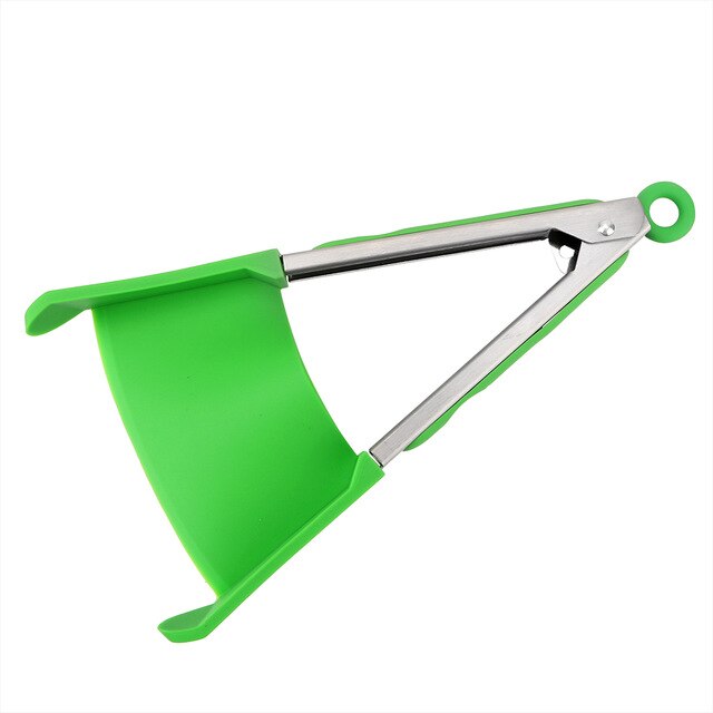 2in1 Silicone Food Clip Multifunctional Kitchen Gadget Smart Silicone Spatula Clip Flat Bottom Food Clip: Green