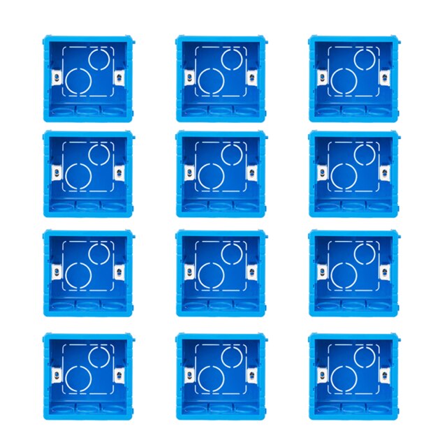 Boîte de montage réglable pour interrupteur mural, 3 couleurs, Cassette interne, 86mm x 83mm x 50mm pour interrupteur tactile de Type 86 et prise de courant: 12PCS Blue