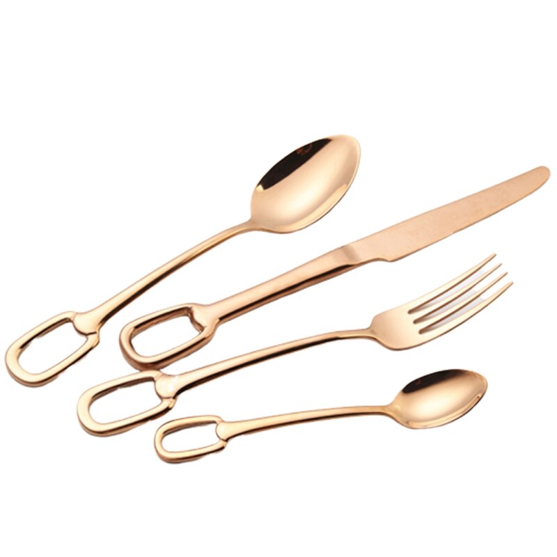 4 stuks roestvrijstalen draagbare bestekset, servies, zilverwerksets, dinermes en vork, dinerset, reisservies