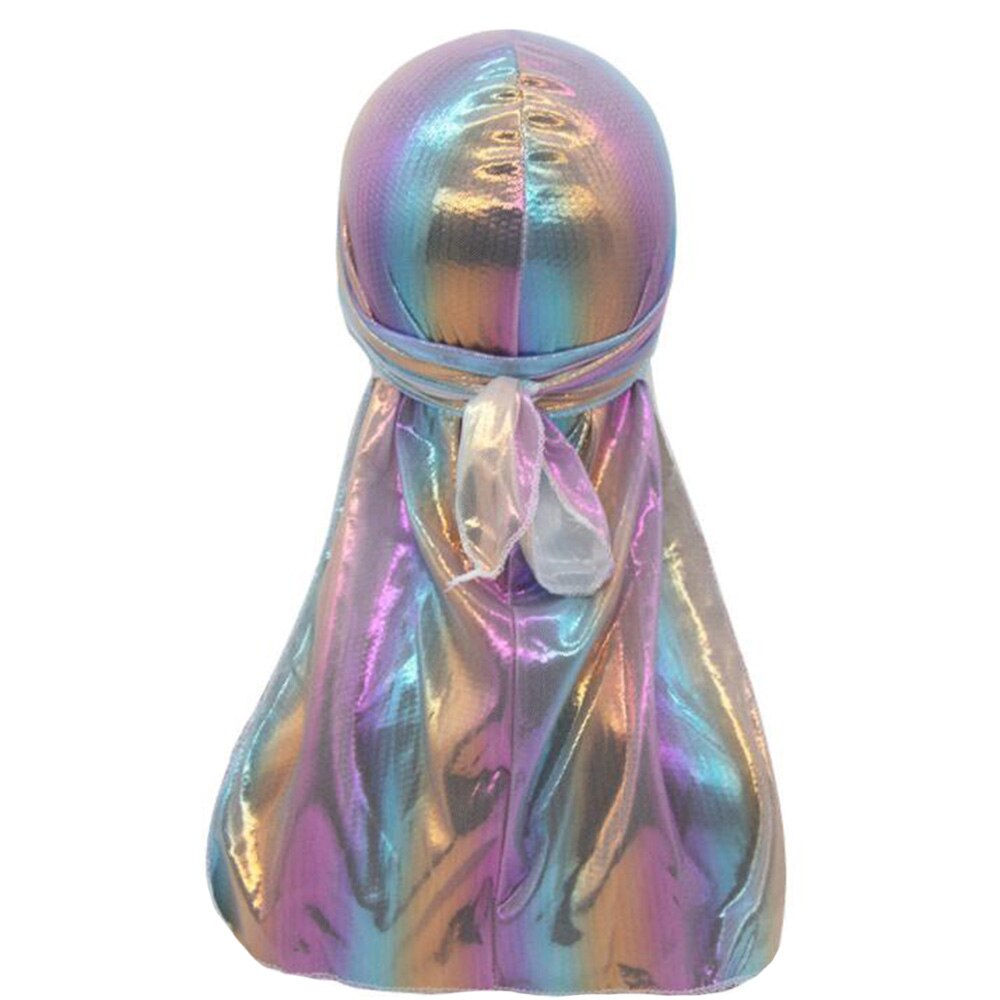 Men Sparkly Silky Durag Colorful Wide Doo Rag Comfortable nightcap: Pink