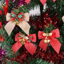 1pc julesløjfe med jernklokke juletræ hængende ornament gør-det-selv håndværk havebryllupsartikler festdekoration