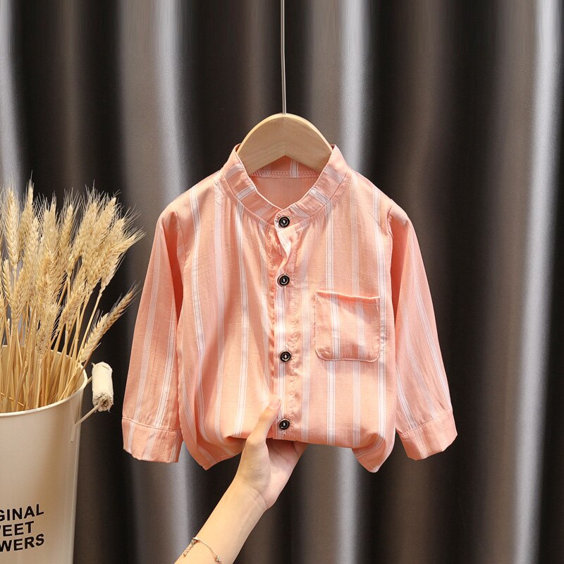 Kids Shirt Kleding Lente Lange Mouwen Dunne Blouses Kleding 1 2 3 4 Jaar Herfst Gestreepte Print Peuter Jongen Shirts casual Blouse: Oranje / 80