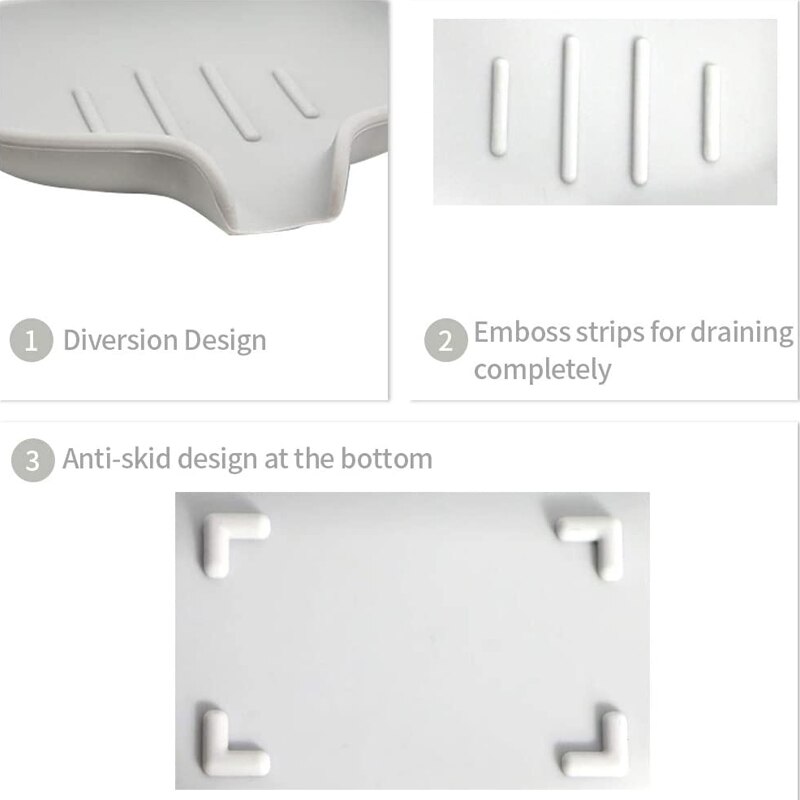 Siliconen Zeepbakje Met Afvoer Bar Zeep Houder Zelflozende Waterval Zeep Lade Voor Douche Badkamer