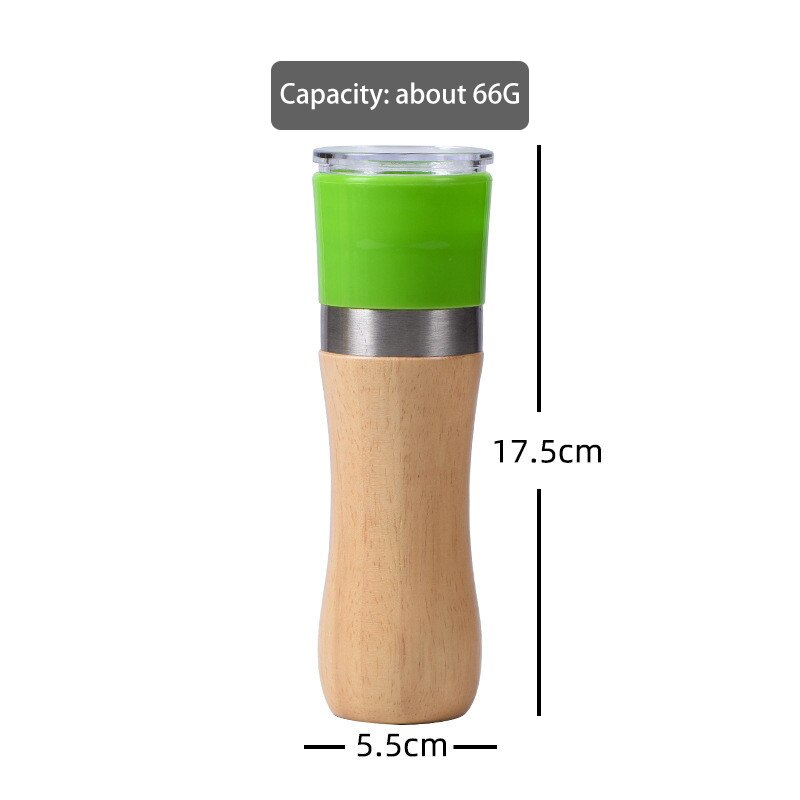 Mini handmatige pepermolen hout + plastic handmatige peper zout kruidenmolen molen kruiden voor keuken maalgereedschap accessoires: Groene trommel