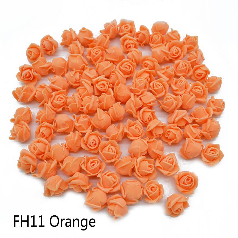 100Pcs/lot 2cm Mini Foam Rose Artificial Flower Heads DIY Craft Decorative Wreath Christmas Wedding Gif Box Decoration: FH11