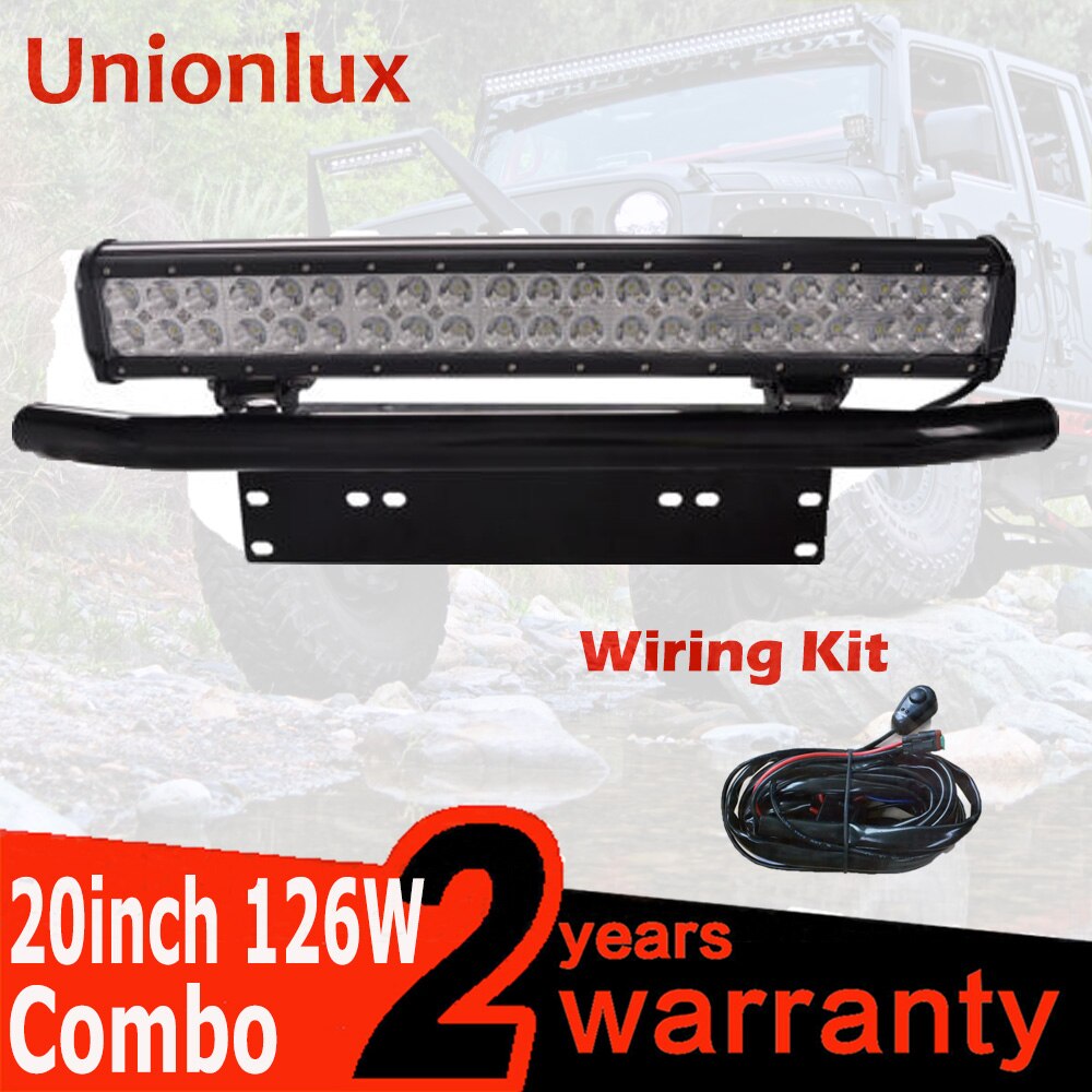 UNIONLUX LED 20inch 126w 12V LED Licht Bar Kentekenplaat Beugel Bull Bar IP67 Combo Beam Straight auto Offroad 4x4 voor Jeep ATV
