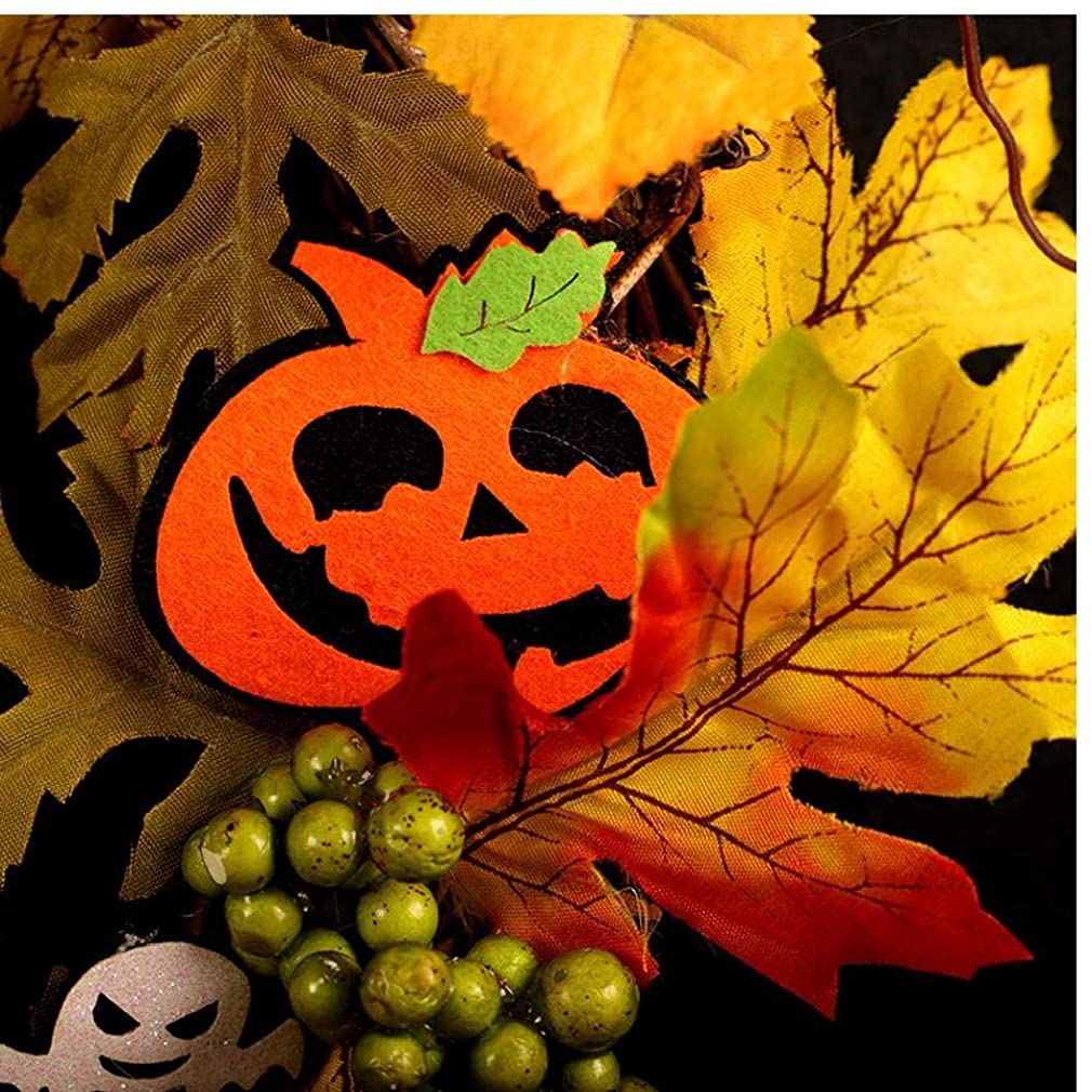 Maple Leaf Krans Herfst Kunstmatige Esdoornblad Deur Krans Voor Halloween Decorwreath Graan Oogst Krans Tarwe Guirlande