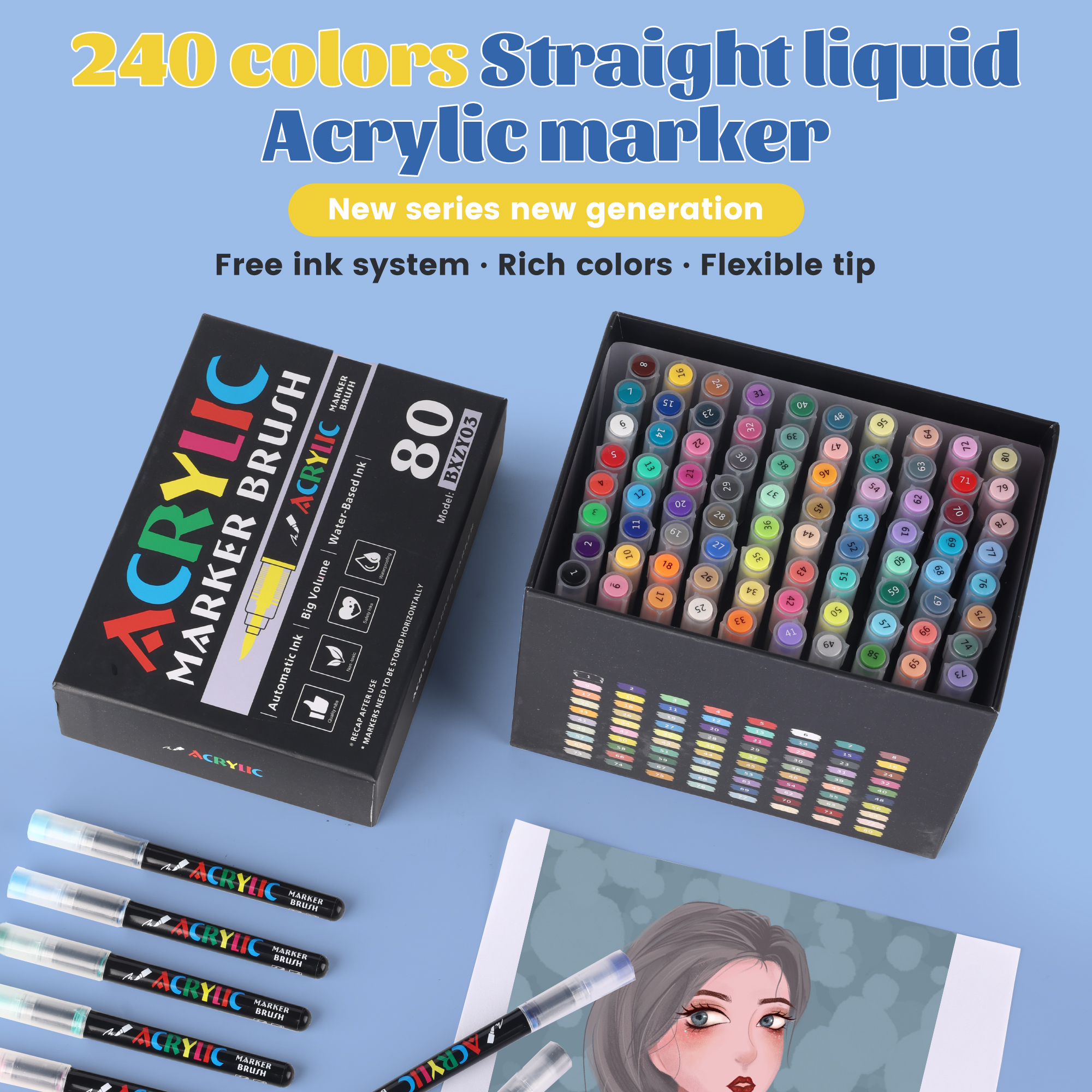 12-80 Colors Acrylic Paint Pens Markers Brush Tip Paint Markers For Rock Painting Wood Canvas Stone,Christmas DIY Crafts