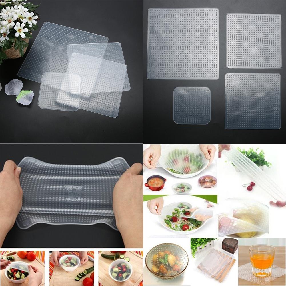 Plateau de conservation des aliments, empilable, magique, élastique, réutilisable, pour la conservation des aliments: 4pcs no includ trays