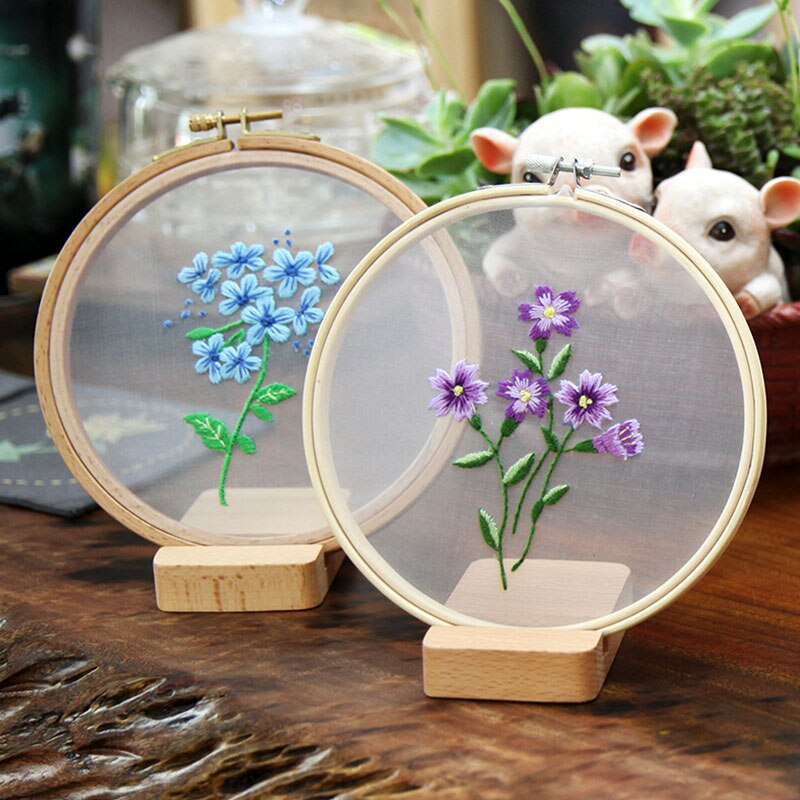 Embroidery Kit Stitch Kit Beginner Embroidery Hanging Pictures DIY Embroidery Flower Painting DIY Material Kits Mesh Hanging