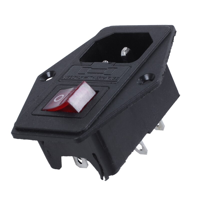 Red light concentrator switch IEC 320 C 14 outlet AC 250 V 10 A