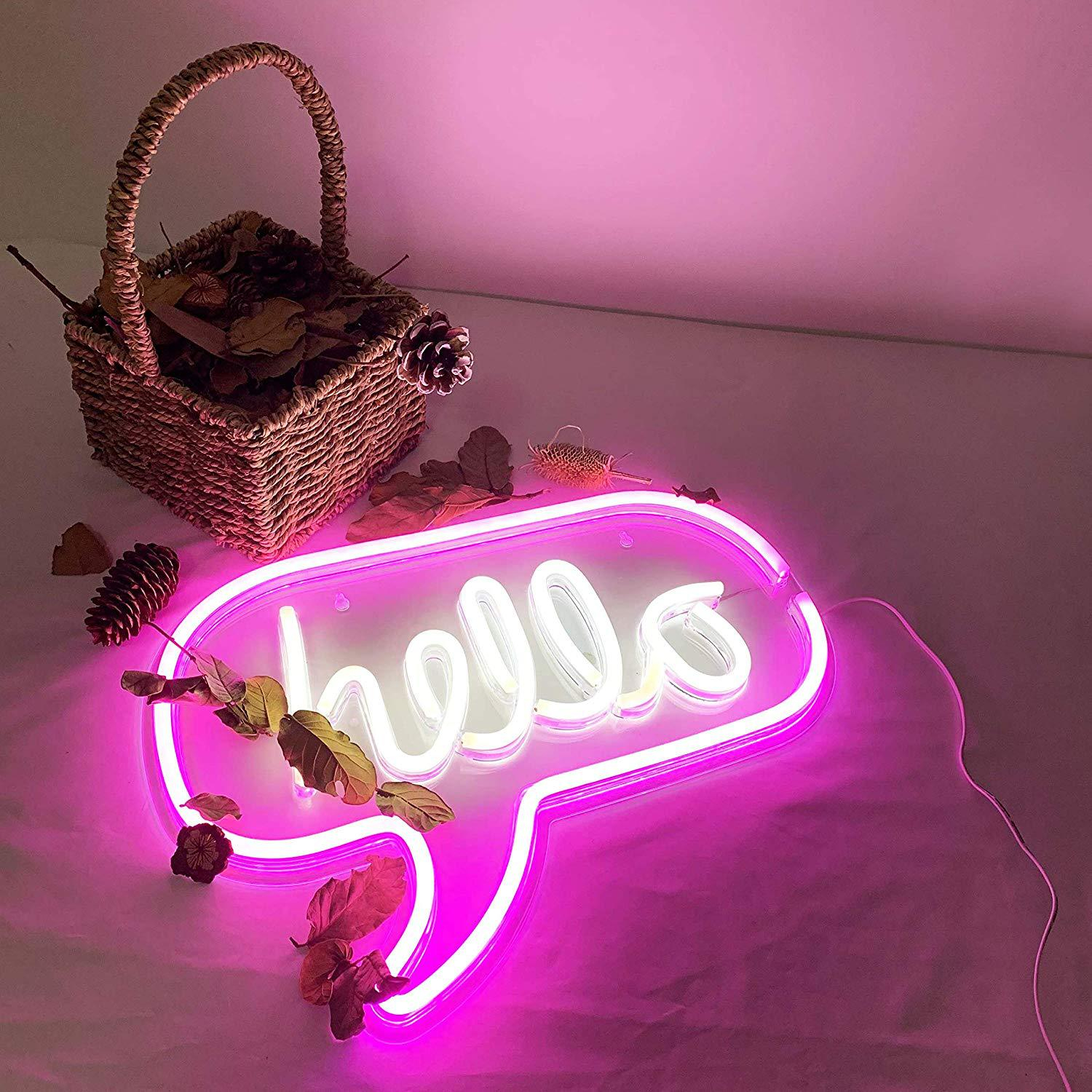 Led hallo neonlys skilt tilpassede bokstaver for fest bryllup dekorasjoner hjem vegg rom dekor hallo neon skilt