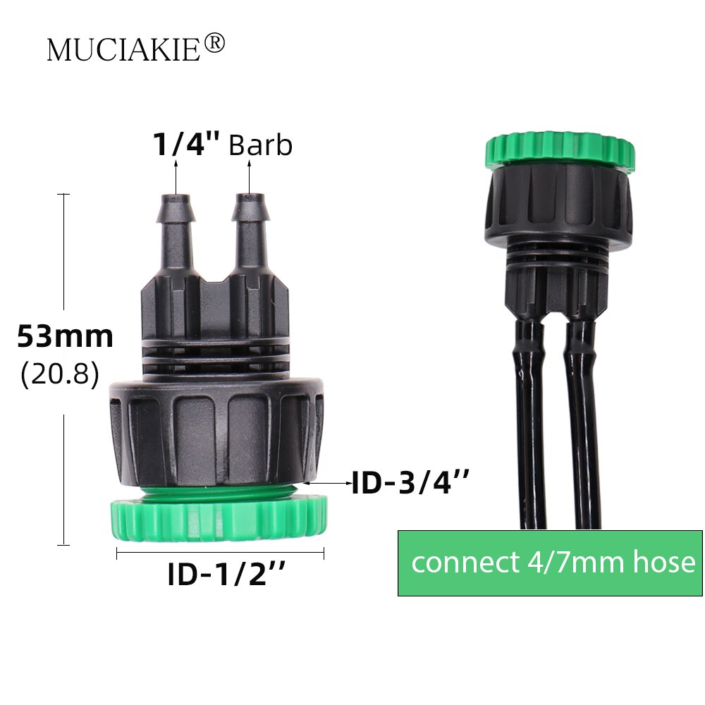 MUCIAKIE 3PCS Garden Tap 1/2" 3/4" Female Thread To 4/7mm 8/11mm 16mm Hose Adapter Garden Water Connester Micro Tubing Connecter