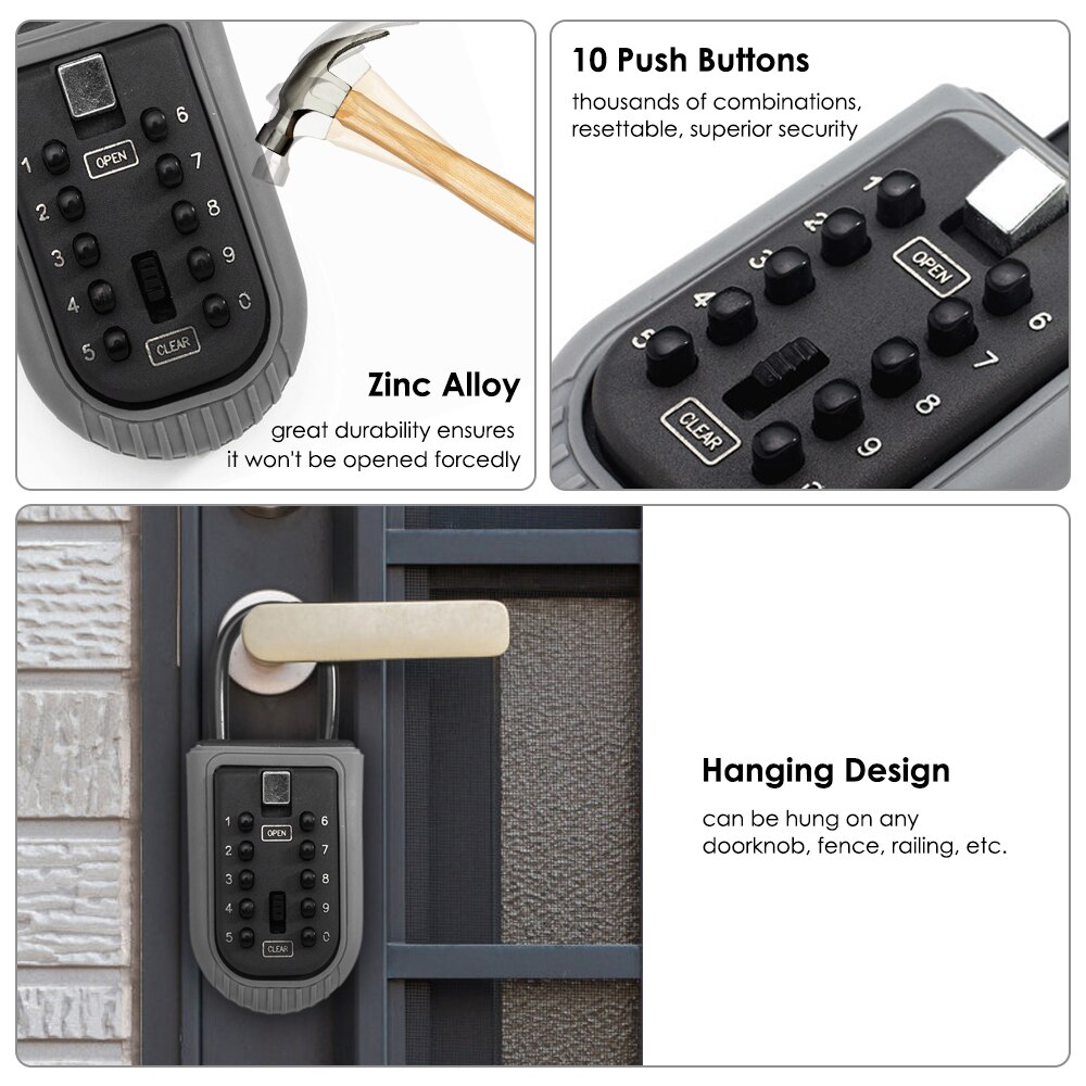 Caja de Seguridad impermeable para llaves al aire libre, almacenamiento de llaves colgante de pared, caja de contraseña de aleación de Zinc