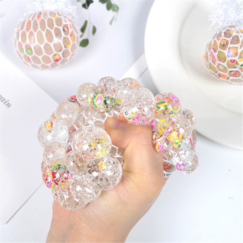 6Cm Grappige Fruit Slice Anti-Stress Squishy Bal Druif Squeeze Speelgoed