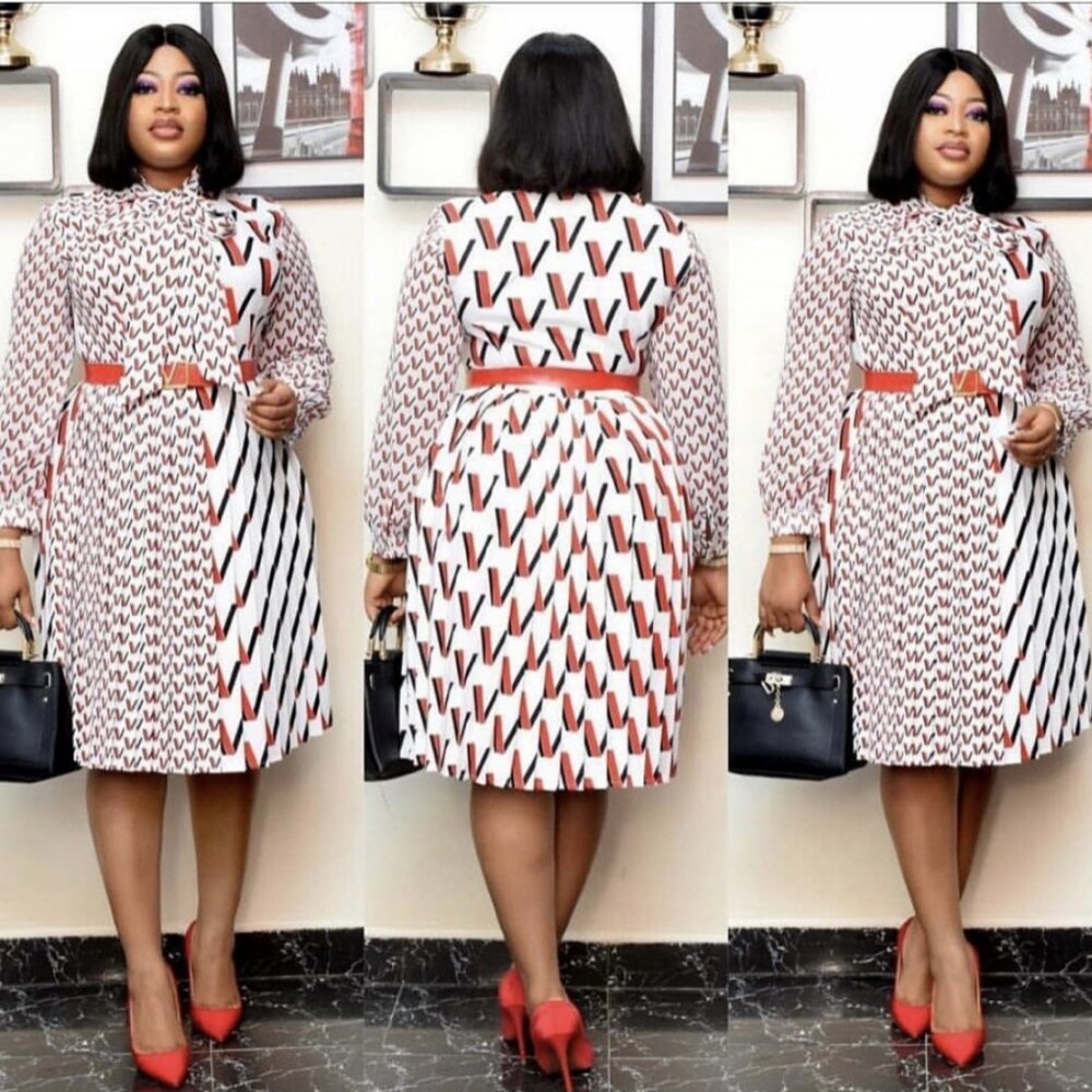 Afrikaanse Print Jurken Voor Vrouwen Jurk Dashiki Patchwork Geplooide Afrikaanse Kleding Plus Size Afrika Kleding Kerst Gewaad