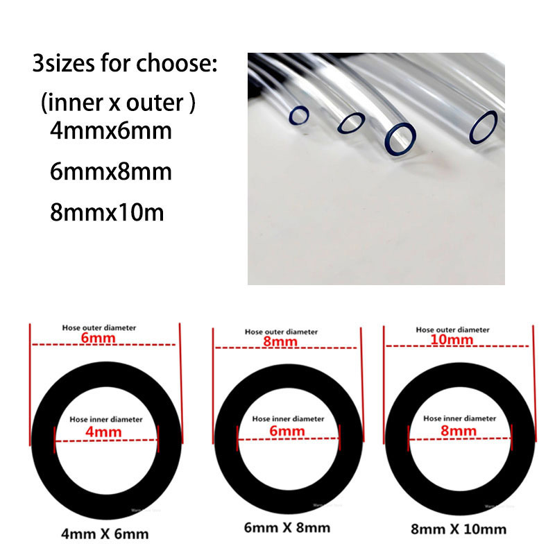 4x6mm 6x8mm 8mm 10mm PVC de alimentaire tuyau Transparent boire Tube Flexible pour aquarium tuyau en plastique tuyau d'eau pompes B4