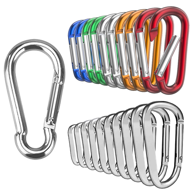 Mini Karabijnhaak Sleutelhanger Roestvrij Staal D-ring Gesp Lente Snap Clip Haken Sleutelhanger Karabijnhaak voor Sleutels Outdoor Camping gereedschap