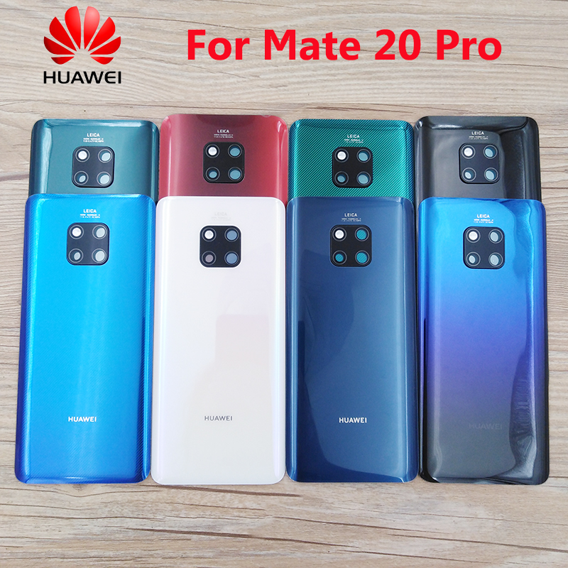 Huawei Mate 20 Pro Cover posteriore in vetro custodia porta posteriore custodia batteria parti di riparazione di ricambio per Mate20 Pro con obiettivo fotocamera + Logo