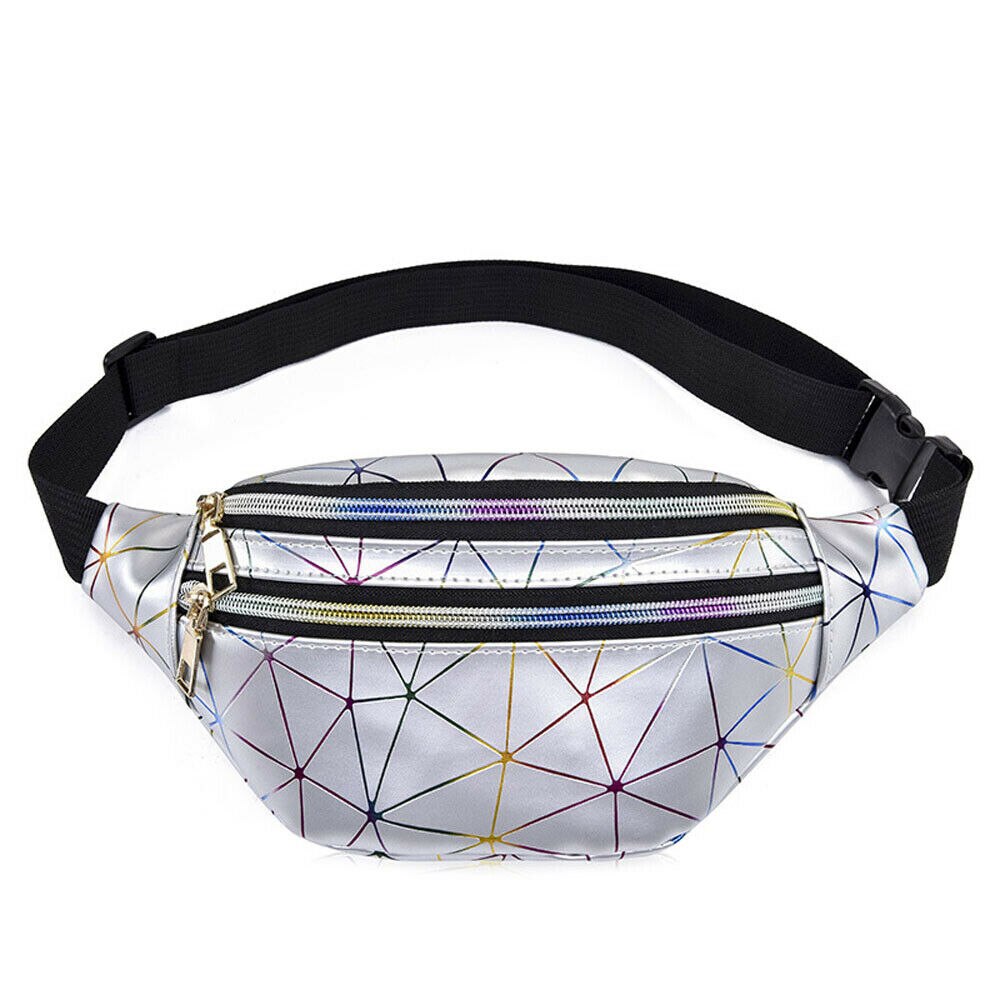 Vrouwen Meisje Lederen Taille Fanny Pack Tas Reizen Portemonnee Eenvoudige Mode Taille Tas Zwart Roze Zilver: Zilver