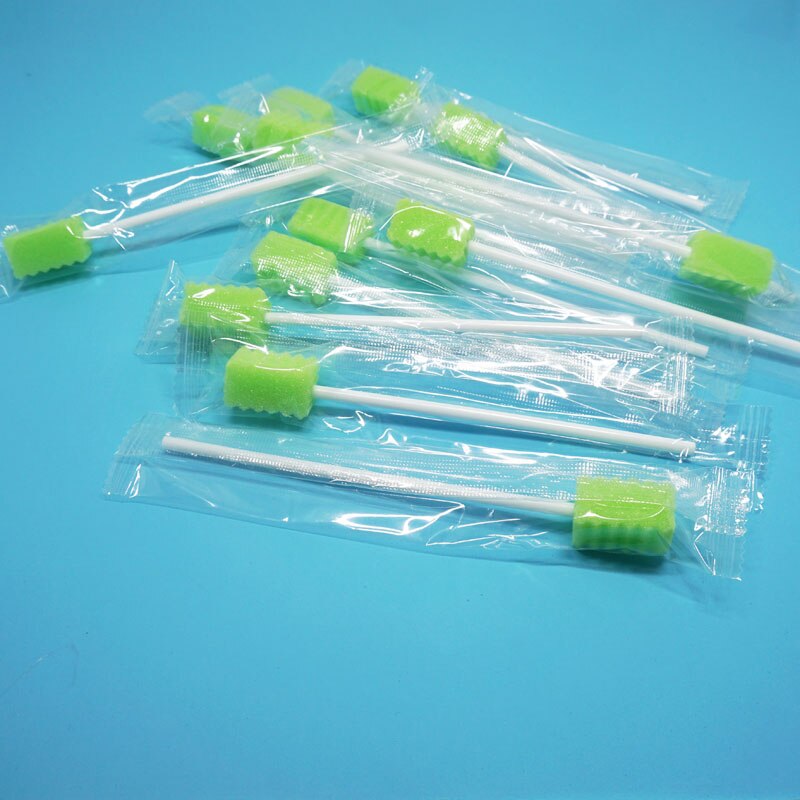 MUNKCARE Disposable Swabsticks Unflavored Oral Care Swabs Mouth Swabs Oral Foam Sputum Sponge Swabs Green