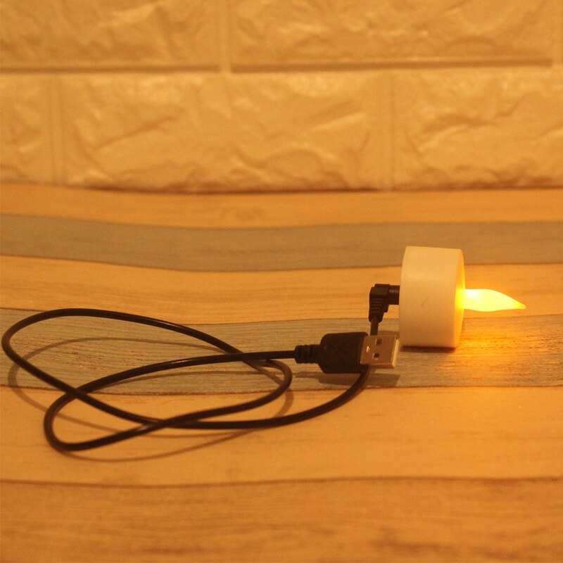 3 stykker ledet stearinlys genopladeligt flimrende stearinlys natlys simulation flamme te lys til hjemmebryllup dec: Gul flimmer