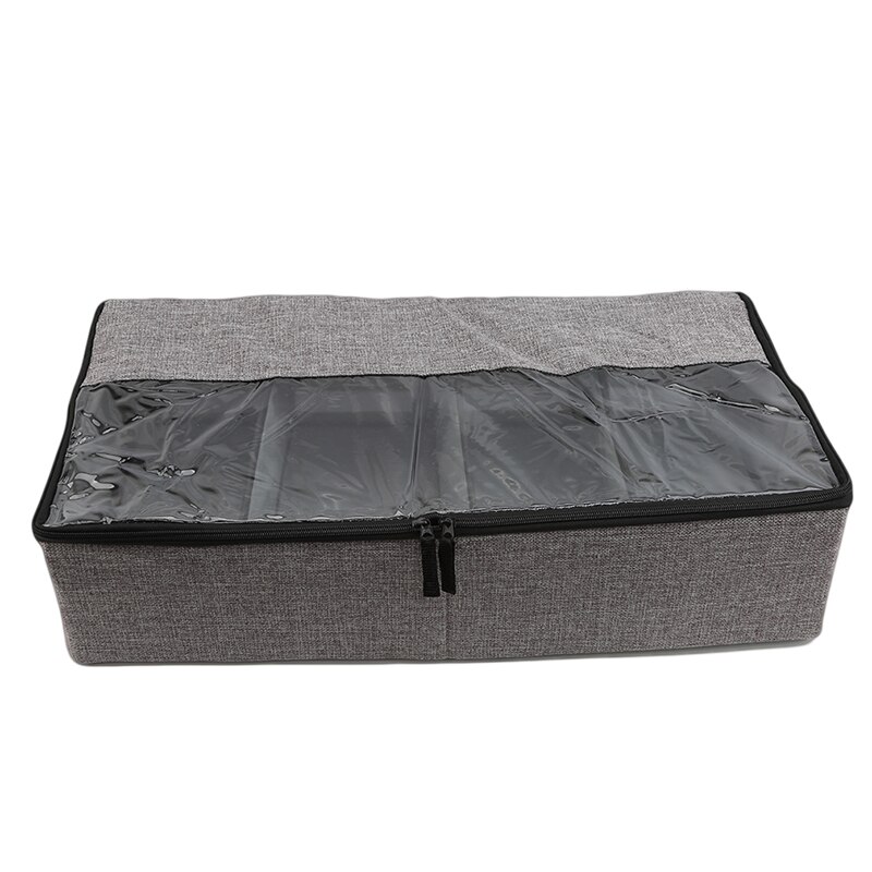 Opvouwbare Raster Schoenendoos Dikke Stof Transparante Schoenendoos Stofdicht Schoen Kast Garderobe Kast Opslag Tool: Dark gray