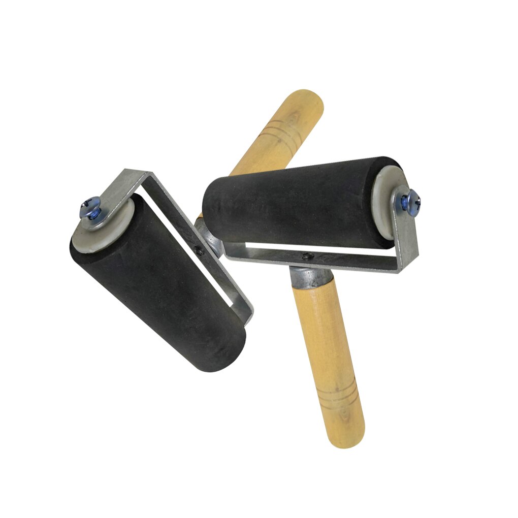 Gummi trykrulle træblok deluxe hård gummi brayer rulle kraftig stålramme børn kunsthåndværk værktøj 2.5cm*6cm