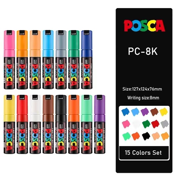 Japan Uni Posca Paint Marker Pen Set,PC-1M ,PC-3M ,PC-5M,PC-8K,PC-17K, 7 8 12 15 21 24 28 29 Colors Set, Non-Toxic Water-Based