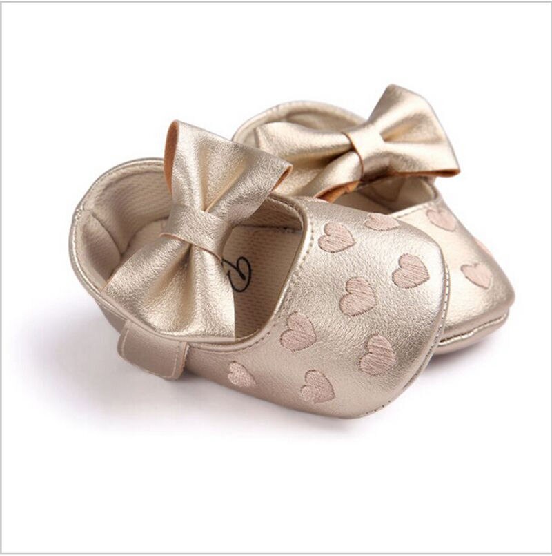 Spring Autumn PU Newborn Baby Boy Girl Baby First Walkers Soft Moccs Ballet Shoes Soft Soled: Gold / 11