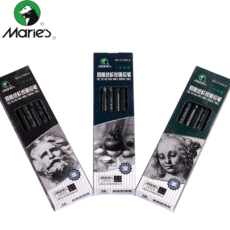 Marie's 12Pcs Charcoal Pencil For Sketch Painting Pencils Drawing Lapiz Set Stationery School Art Supplies Pencils for Students