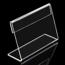 9x6 cm 8x5 cm 20 stks L-vorm Acryl Tafel Teken Prijskaartje Label Weergave papier Kaarthouders bureau label kaart frame rack