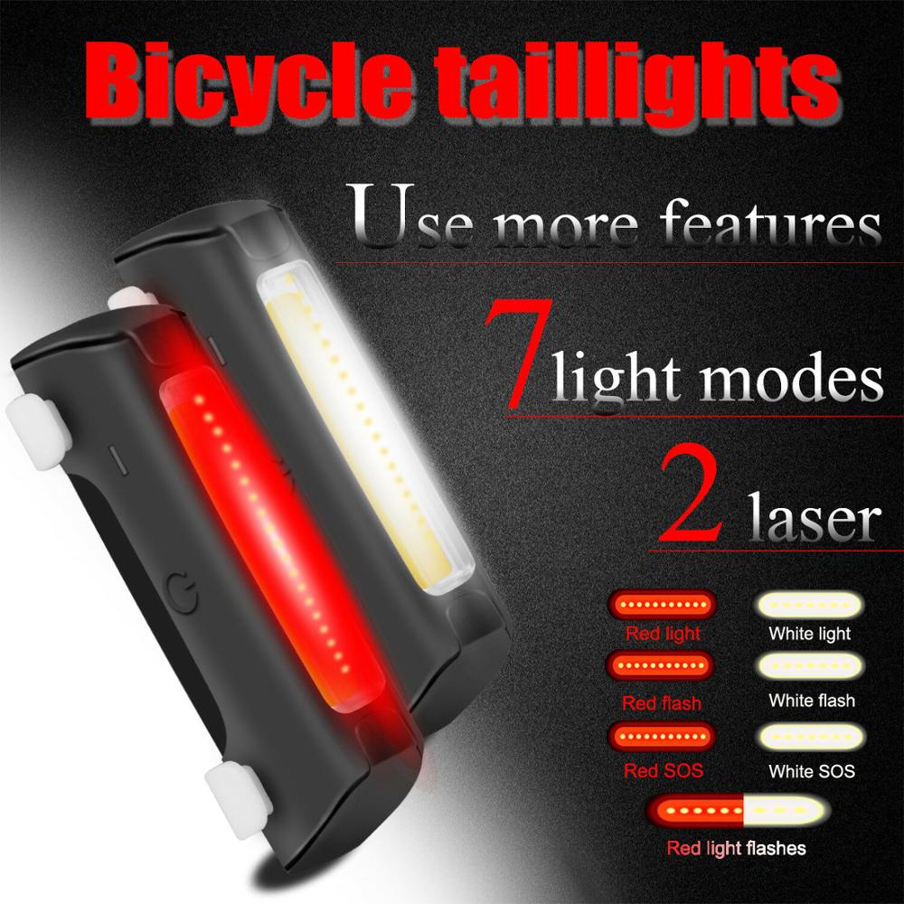 LED USB Rechargeable Bicycle Bike Cycling Front Tail Rear Light Warning Lamp