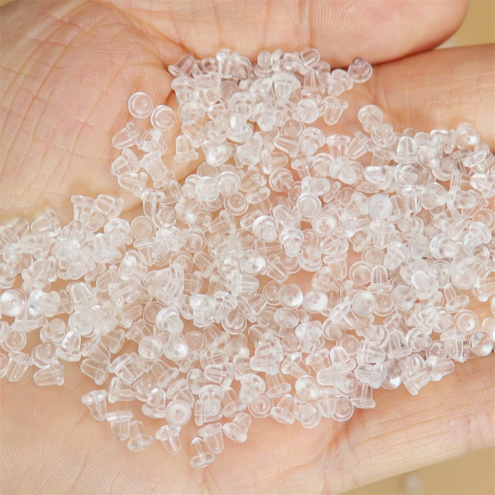 200/1000 Uds. De pendientes transparentes de silicona, respaldos de seguridad, tapón de embrague tipo bala, repuesto para pendientes de gancho, aros, accesorios DIY